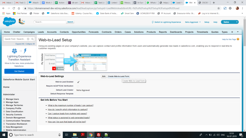 Attachments for Salesforce Web to Lead